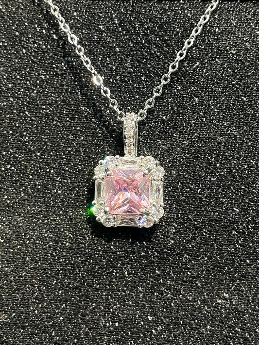 Rosy Gem Princess-Cut pendant