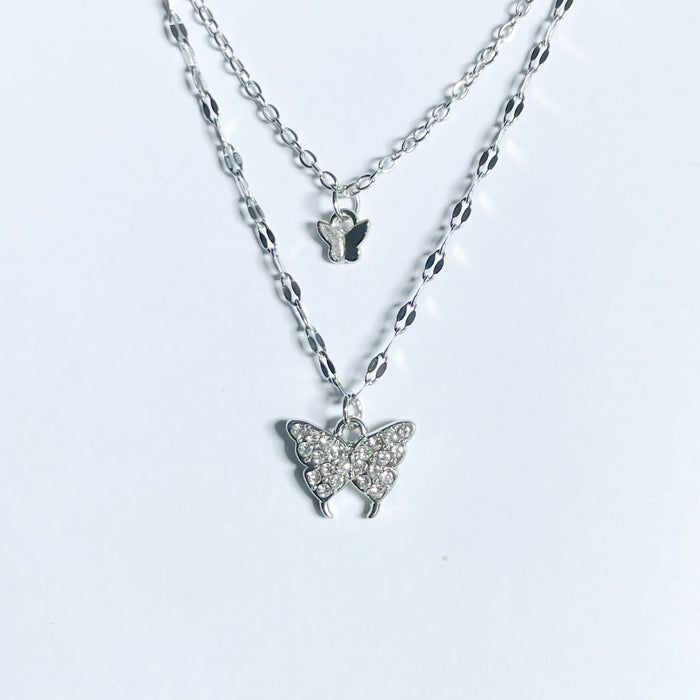 Layered Butterfly Pendant Necklace