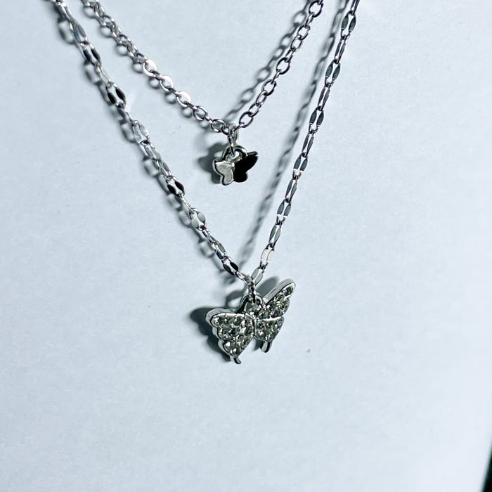 Layered Butterfly Pendant Necklace