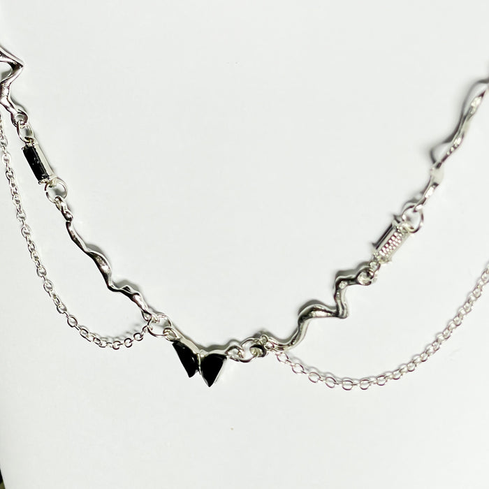 Edgy Heart Pendant Mixed Chain Necklace