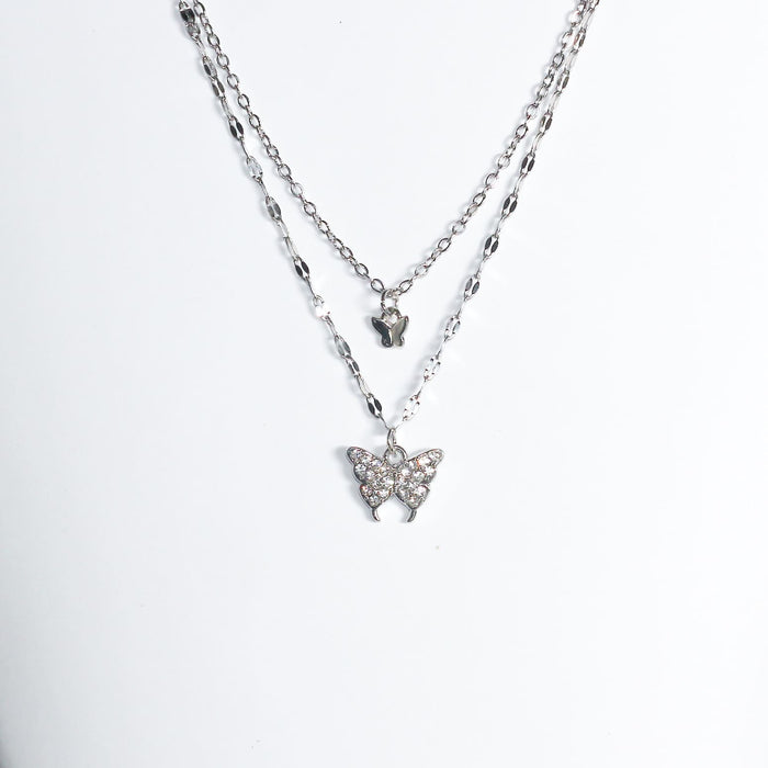 Layered Butterfly Pendant Necklace