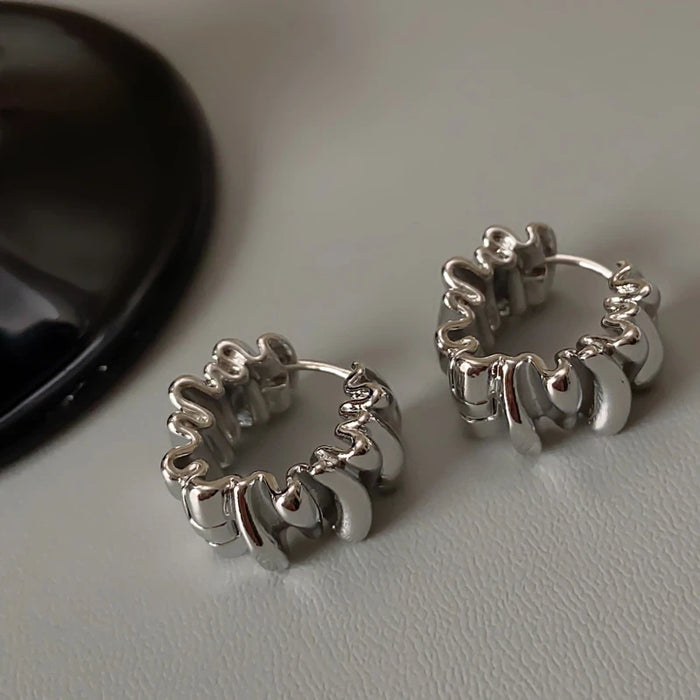 Irregular Pleated Lava Earrings