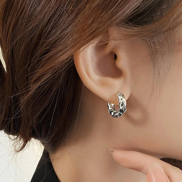 Irregular Pleated Lava Earrings