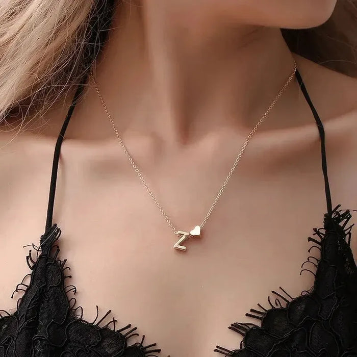 Initial Letters  Tiny Heart Necklace