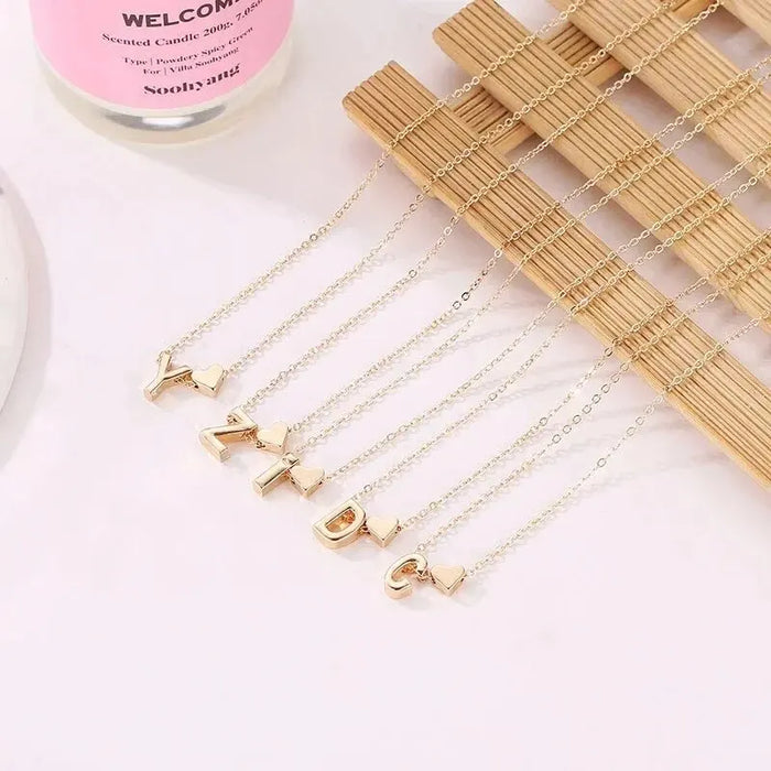 Initial Letters  Tiny Heart Necklace