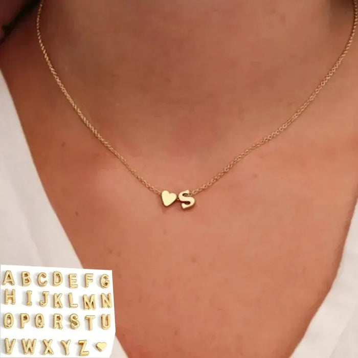 Initial Letters  Tiny Heart Necklace