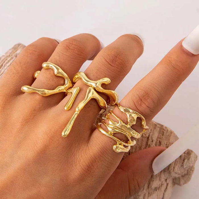 Molten Gold Statement Rings
