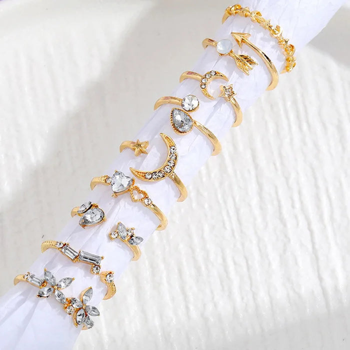 9Pcs/Set Vintage Gold Rings Set