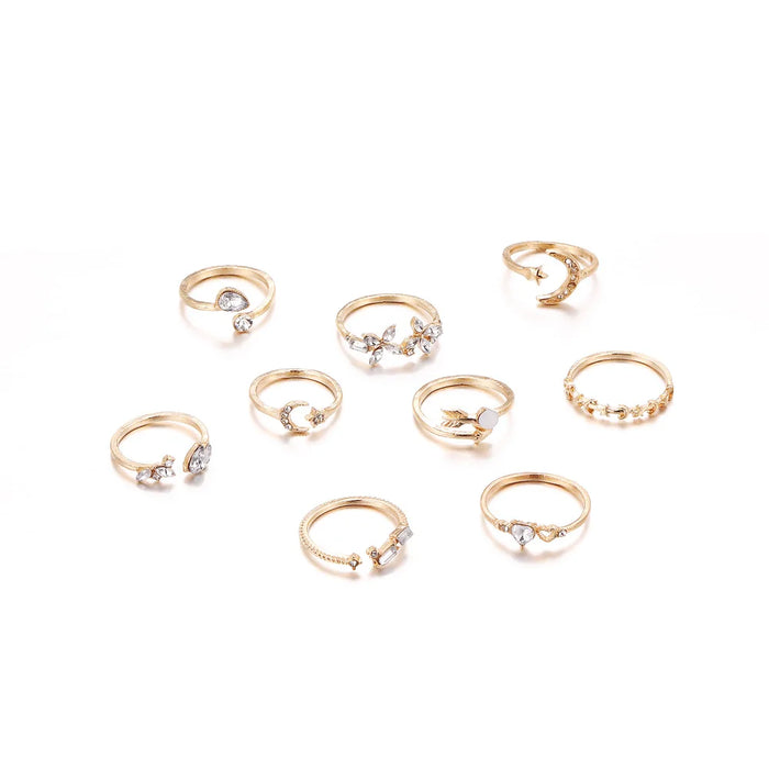 9Pcs/Set Vintage Gold Rings Set
