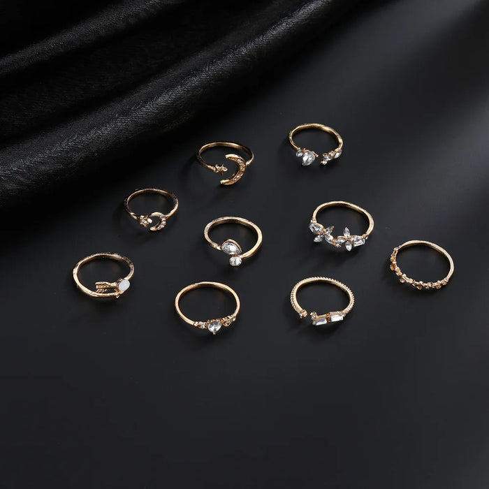 9Pcs/Set Vintage Gold Rings Set
