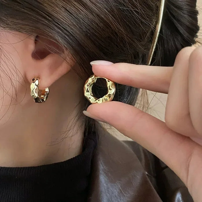Irregular Pleated Lava Earrings