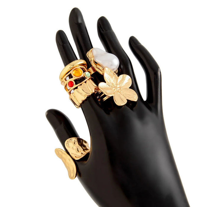 6Pcs Punk Exaggerated Metal Finger Rings