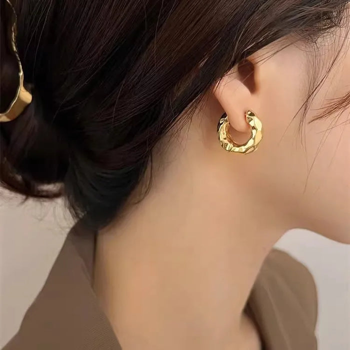 Irregular Pleated Lava Earrings