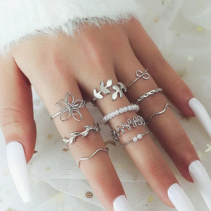 9Pcs/Set Vintage Gold Rings Set