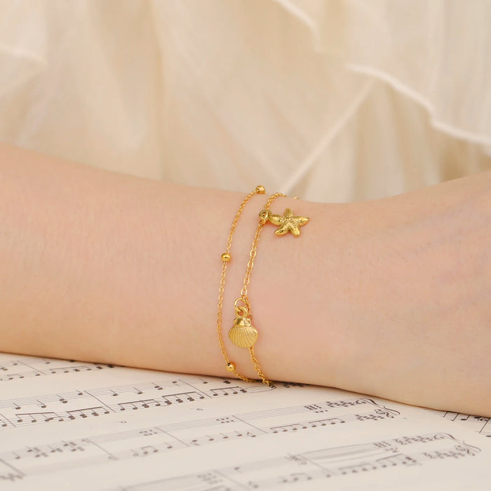 Cazador Starfish Seashell Charms Bracelet