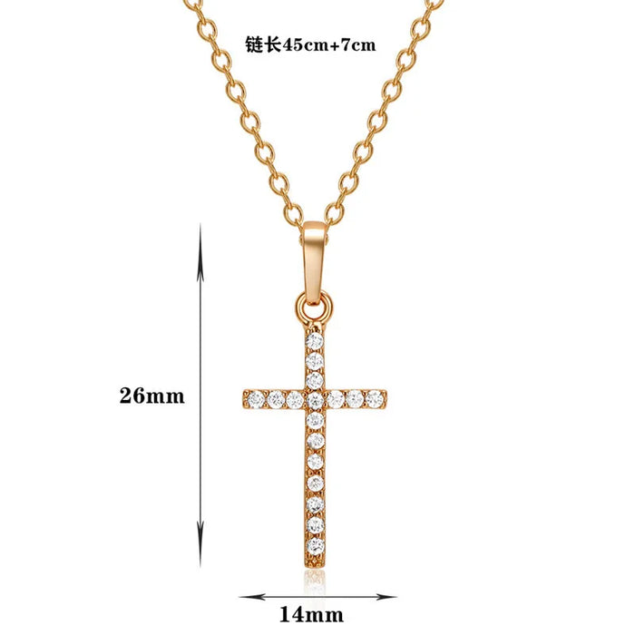 Crystal Zircon Cross Necklace